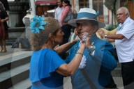 People Dance Danzón In The Center Of The Tlalpan Borough In Mexico City.