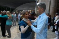 People Dance Danzón In The Center Of The Tlalpan Borough In Mexico City.