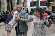 People Dance Danzón In The Center Of The Tlalpan Borough In Mexico City.