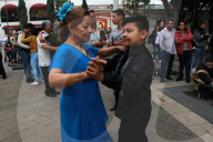 People Dance Danzón In The Center Of The Tlalpan Borough In Mexico City.