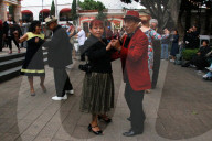People Dance Danzón In The Center Of The Tlalpan Borough In Mexico City.