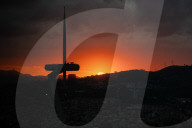 Montjuich Telefónica Tower At Sunset In Barcelona.