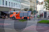 Fire Truck In Traffic In Berlin