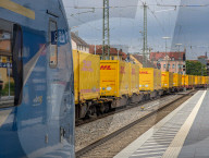 DHL Freight Containers On Rail