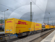 DHL Freight Containers On Rail