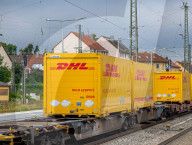 DHL Freight Containers On Rail
