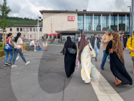 Travelers Outside Wuerzburg Railway Station