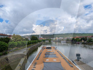River Cruise Ship Docked On The Main River