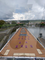 River Cruise Ship Docked On The Main River