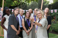 England's victorious  Women's football team in Downing Street in London, UK.