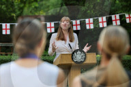 England's victorious  Women's football team in Downing Street in London, UK.