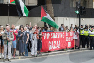 'Stop Starving Gaza' Protest Outside Downing Street In London