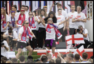 England's winning Women's Euro 2025 team homecoming parade in London, UK.