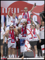 England's winning Women's Euro 2025 team homecoming parade in London, UK.