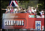England's winning Women's Euro 2025 team homecoming parade in London, UK.