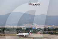 Diverse aircraft on the takeoff runway