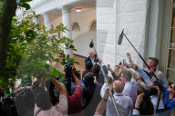 President Donald Trump Talks To The Press After Returning To The White House From His Trip To Scotland On July 29, 2025.