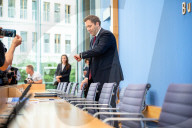 German Federal Finance Minister Lars Klingbeil Holds Press Conference To Present Federal Budget in Berlin
