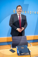 German Federal Finance Minister Lars Klingbeil Holds Press Conference To Present Federal Budget in Berlin