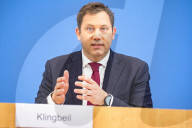 German Federal Finance Minister Lars Klingbeil Holds Press Conference To Present Federal Budget in Berlin