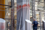 Red Paint And Gaza Message Splashed Across The New York Times Building And Starbucks 