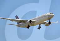 Saudia Airbus A330 landing at Barcelona Airport
