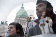 Pilgrims And Workers March From San Cayetano To Plaza De Mayo In Buenos Aires