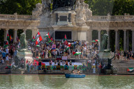 Rally In Madrid's Retiro Park To Support Palestine And Protest Israel's Intervention
