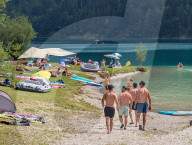 Summer Leisure At Lake Plansee In Tyrol