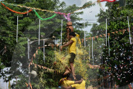 Dahi-handi Festival On Janmashtami In India. 