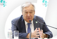 UN secretary general Antonio Guterres holds a press conference for the TICAD 9
