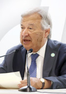 UN secretary general Antonio Guterres holds a press conference for the TICAD 9