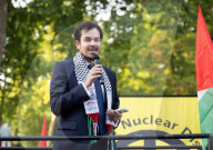 Saleem Nusseibeh speaks at a Pro Palestinian rally at the Israeli Embassy, Kensington, London, Great Britain 
22nd August 2025 

Saleem Nusseibeh from the Muslim Association of Britain who is a student activist & President of UCL Students for Justice i