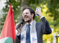 Saleem Nusseibeh speaks at a Pro Palestinian rally at the Israeli Embassy, Kensington, London, Great Britain 
22nd August 2025 

Saleem Nusseibeh from the Muslim Association of Britain who is a student activist & President of UCL Students for Justice i
