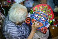 Painting Of Halchowk Aakash Bhairab Masks In Preparation For Indra Jatra Festival
