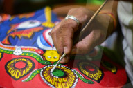 Painting Of Halchowk Aakash Bhairab Masks In Preparation For Indra Jatra Festival