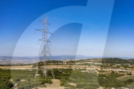 Transmission Tower And High Voltage Lines In Northern Greece