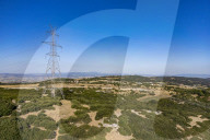 Transmission Tower And High Voltage Lines In Northern Greece