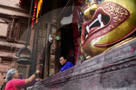 Swet Bhairab Idol Unveiled During Indra Jatra Festival In Kathmandu, Nepal