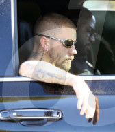 PREMIUM EXCLUSIVE Justin Bieber Sports Full Beard, Nose Ring, and Acne Sticker After Studio Session in Hollywood