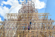 Bamboo structure for Goddess Durga festival