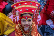 Kumari Puja During Indra Jatra In Kathmandu, Nepal