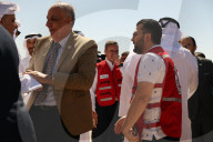 The Syrian Minister Of Health And The Qatari Ambassador Receive A Qatari Airlift Of Aid To Syria.