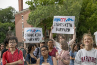 Harvard Students and faculty rally after court rules against Trump