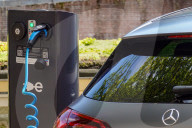 Electric Car At An Electricity Filling Station