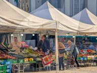 Market Stalls With Fruits And Vegetables