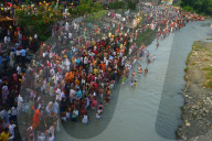 Hindu Religion Mahalaya Tarpan At River
