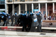 Clashes Between Demonstrators And Anti-riot Police During The Strike For Gaza In Milan