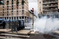 Clashes Between Demonstrators And Anti-riot Police During The Strike For Gaza In Milan
