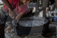 Traditional Noodle Maker From Palm Starch Called "Soun"